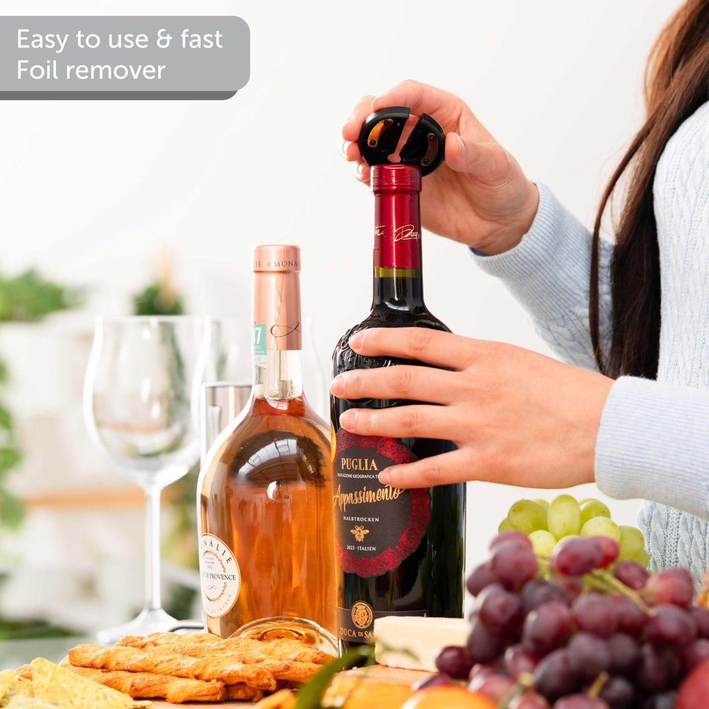 Rechargeable Electric Wine Bottle Opener Set with Wine Aerator, Foil Cutter, Bottle Stoppers, and Wine Aerator Pourer Spout — Perfect for Home, Bar, Parties & Outdoors
