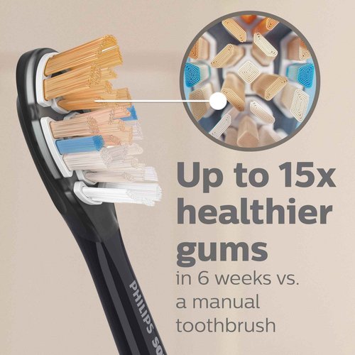Philips Sonicare Genuine A3 Premium All-in-One Replacement Toothbrush Heads, 2 Brush Heads, Black & Genuine A3 Premium All-in-One Replacement Toothbrush Heads, 2 Brush Heads, White
