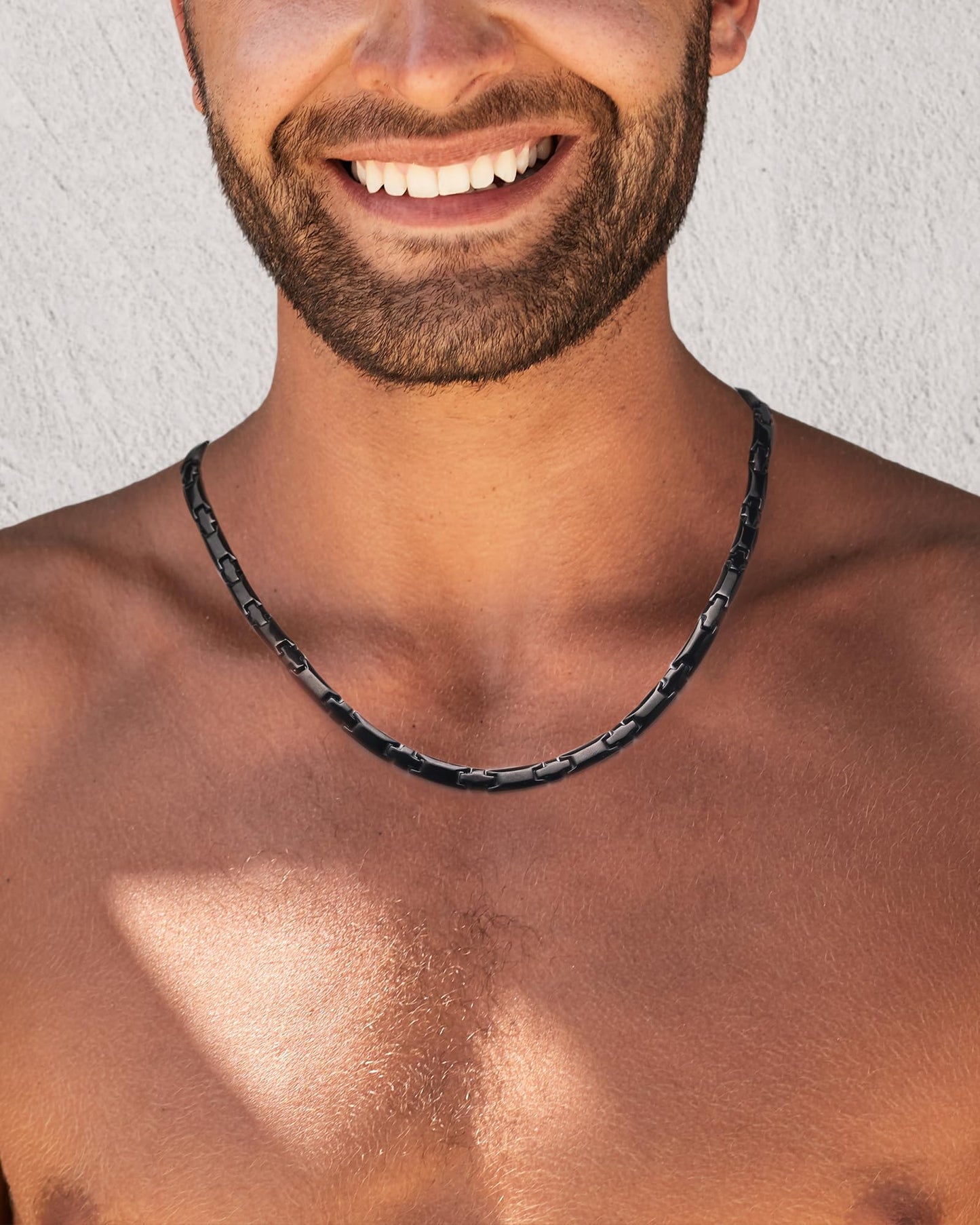 Jecanori Ultra Strength Magnetic Necklaces for Men & Women with 62 Magnets,Stainless Steels Mens Black Necklace
