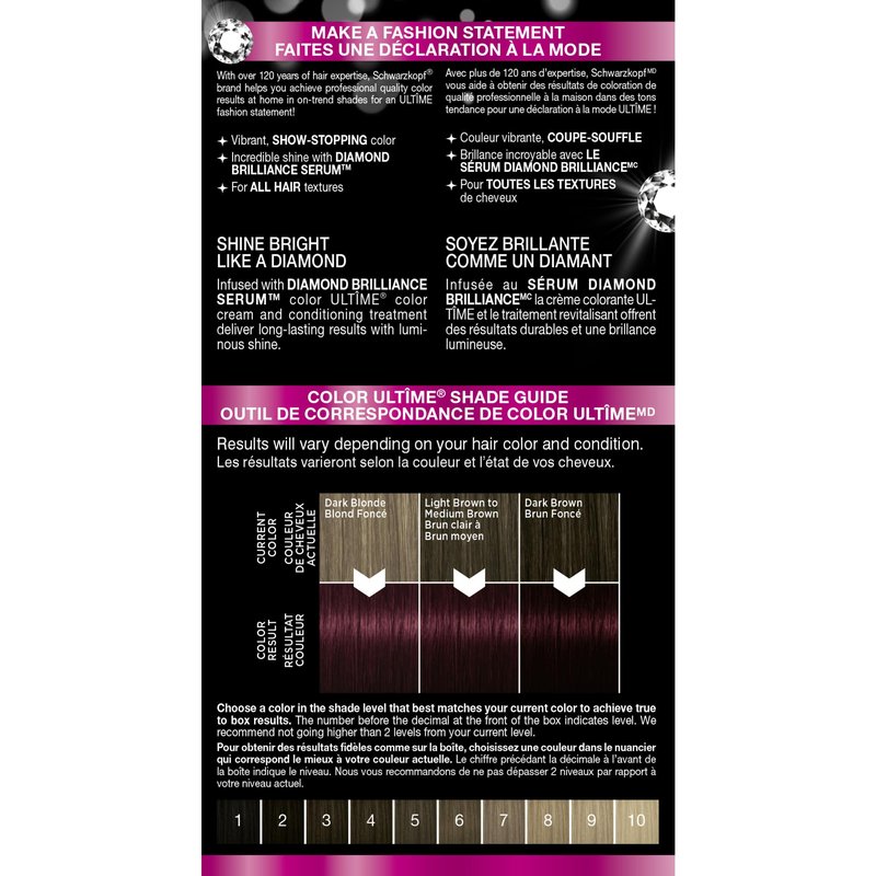 Schwarzkopf Color Ultime 5.89 Radiant Plum Hair Dye, Permanent Intense Plum with Diamond Brilliance, Fade-Resistant, Covers Grays, All Hair Textures