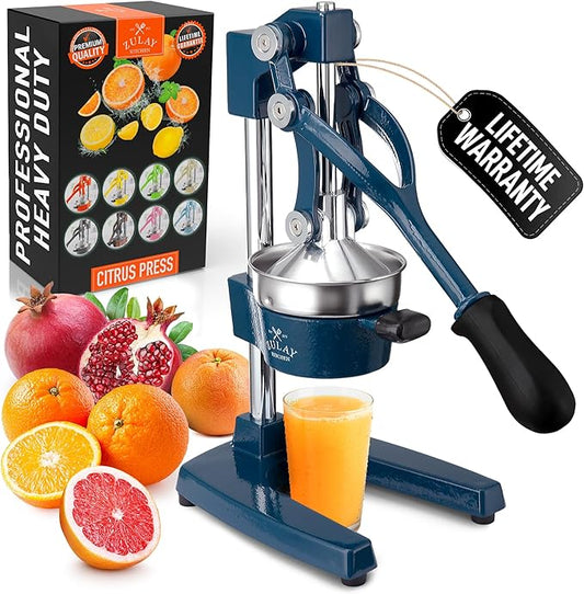 Zulay Kitchen Cast Iron Juicer - Heavy Duty Manual Juicer with Detachable Strainers for Easy Cleaning, Orange Juice Press for Citrus Fruits, Perfect for Bartenders, Juice Lovers & Health Enthusiasts