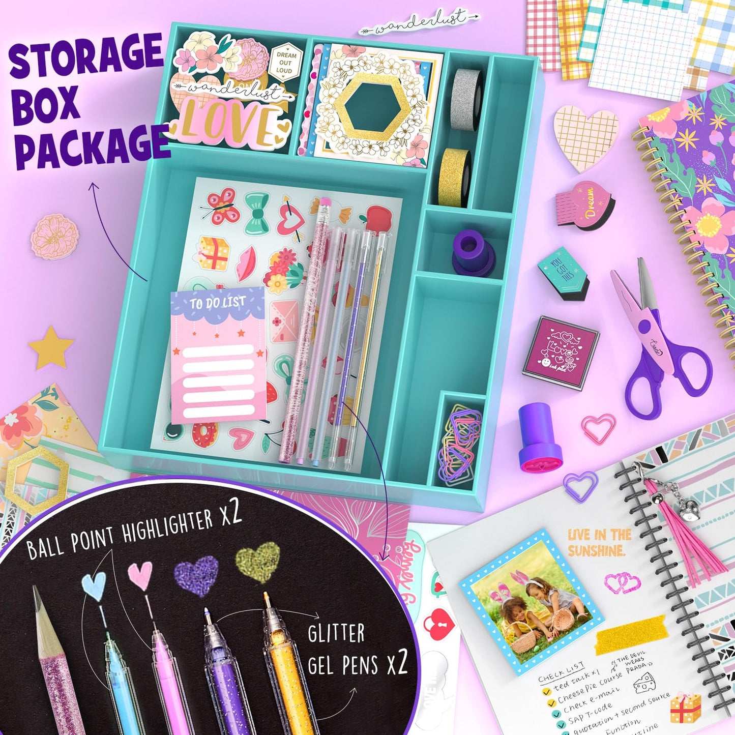 LAOESE 2-Pack DIY Journal Kit for Girls -Christmas Birthday Gifts for Girls 8 9 10 11 12 13 14 Years Old - Arts & Crafts for Teens Trendy Stuff - Scrapbook & Diary Supplies Toys Set