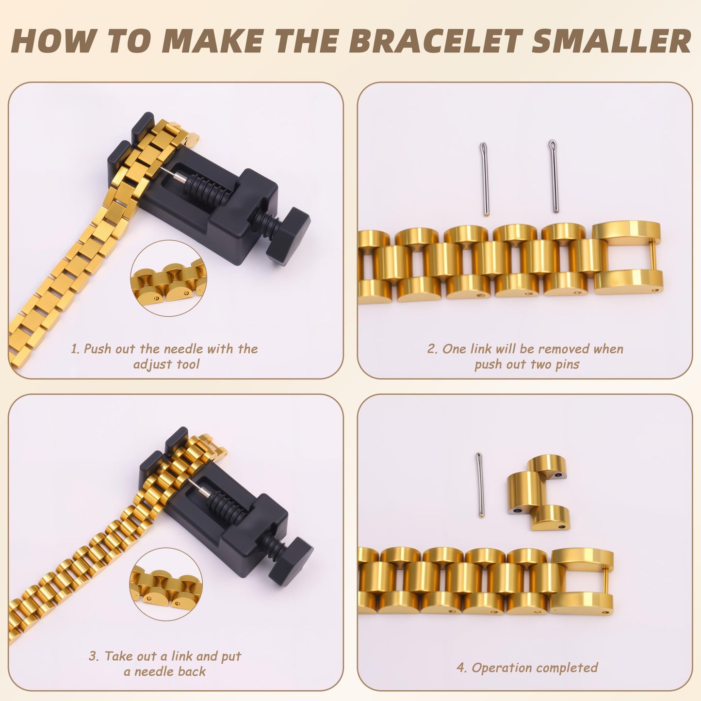 ISELBDR 2PCS 18K Gold Chain Link Bracelets for Women - Stackable Love & Friendship Theme Bangle Bracelet Set,Non-Tarnish Stainless Steel Jewelry with Adjustable Tool. (3pcs-Gold)