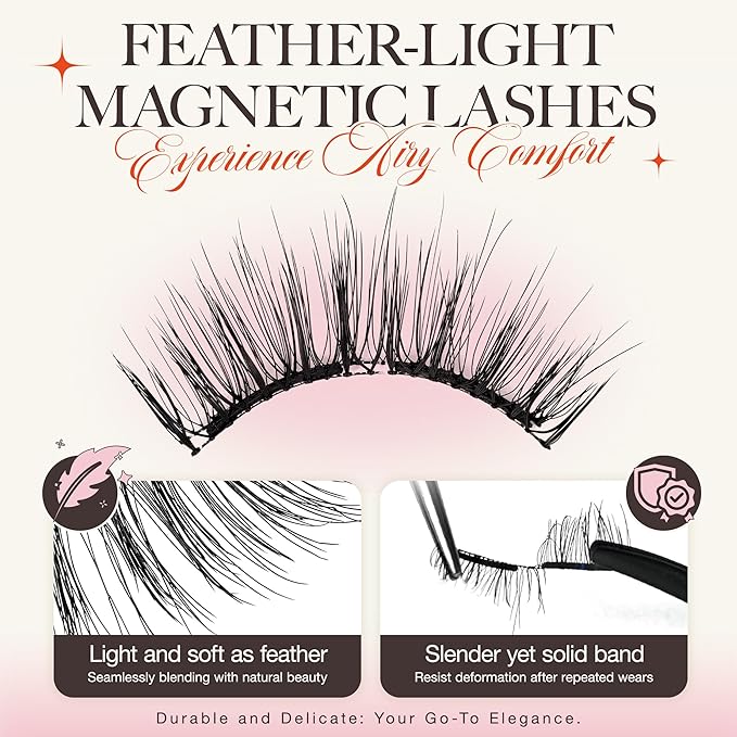 LASHVIEW Upgrade Magnetic Eyelashes with Applicator Soft Magnetic Eyelashes Natural Look Reusable No Glue Needed Easy to Wear and Remove (RCM01)