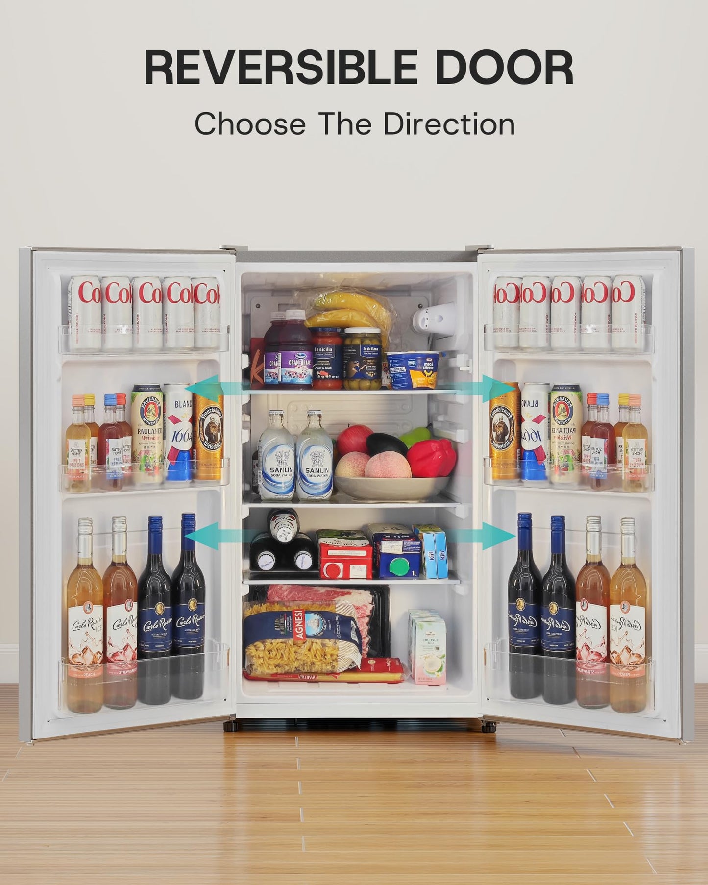 Upstreman 3.2 Cu.Ft All-Refrigerator Mini Fridge, Single Door Small Refrigerator, Dorm Fridge with 7 Adjustable Thermostat, Compact Refrigerator for Office, Bedroom or Dorm, Silver-CR32