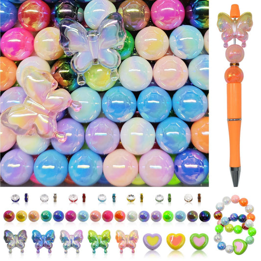 254 Pieces Beads for Pens - 16MM Acrylic Loose Bead Bulk Set - Beads Kit for Crafts - Fit for Jewelry Making, Bracelets, Beadable Pens, and Focal Bead for DIY Supplies