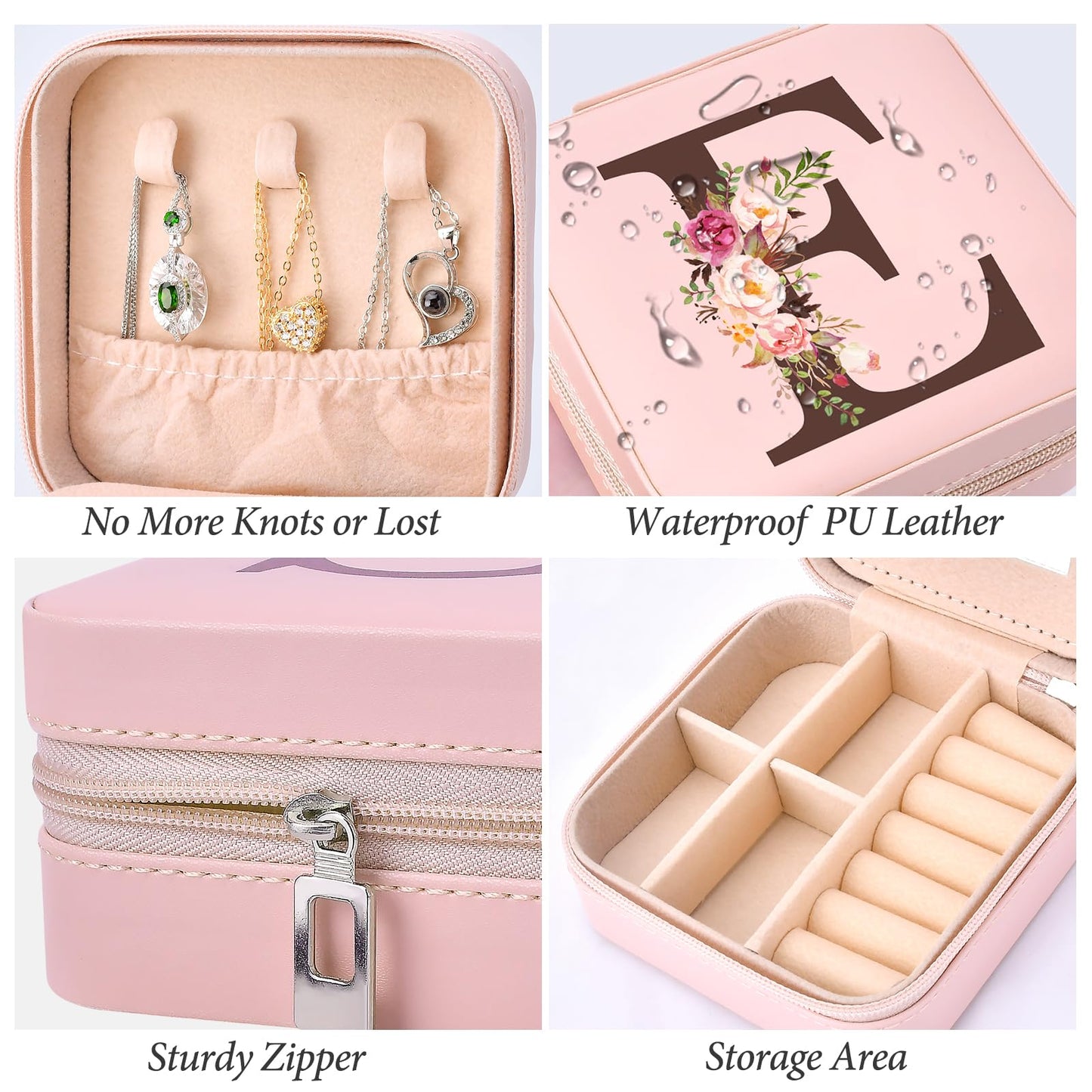 Inngeroo Mothers Day Mom Gifts from Daughter Son, Travel Jewelry Case Box Organizer Personalized Gifts for Mom Wife Women, Gift for Friend Sister Grandma Aunt, pink