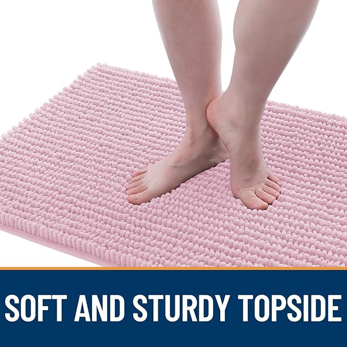 OLANLY Dog Door Mat for Muddy Paws 30x20, Ultra Absorbent Chenille Mud Doormat, Non-Slip Washable and Dirt Trapping Doormat for Indoor Entryway, Quick-Dry Indoor Pet Bed Mats for Dogs, Dusty Rose