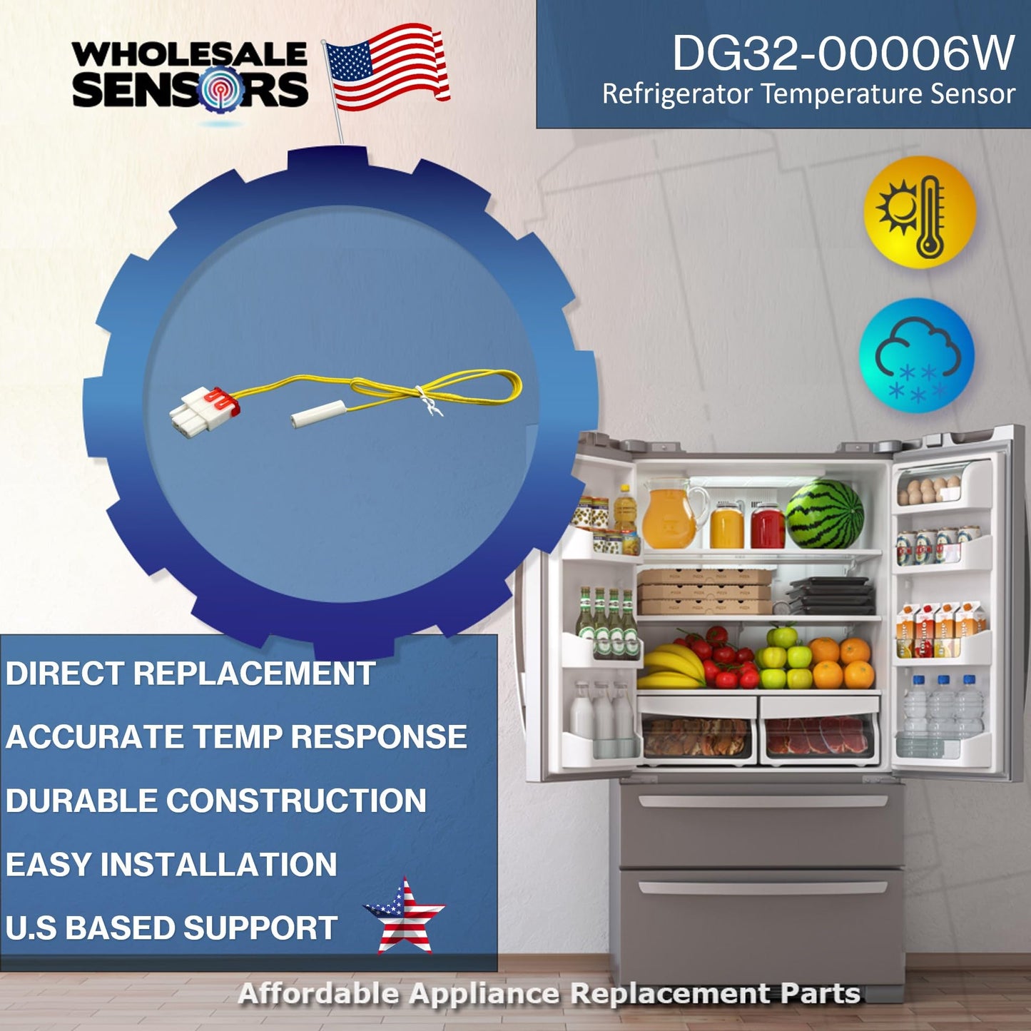 Replacement for Samsung DA32-00006W Refrigerator Temperature Sensor 12 Month Warranty & USA Support