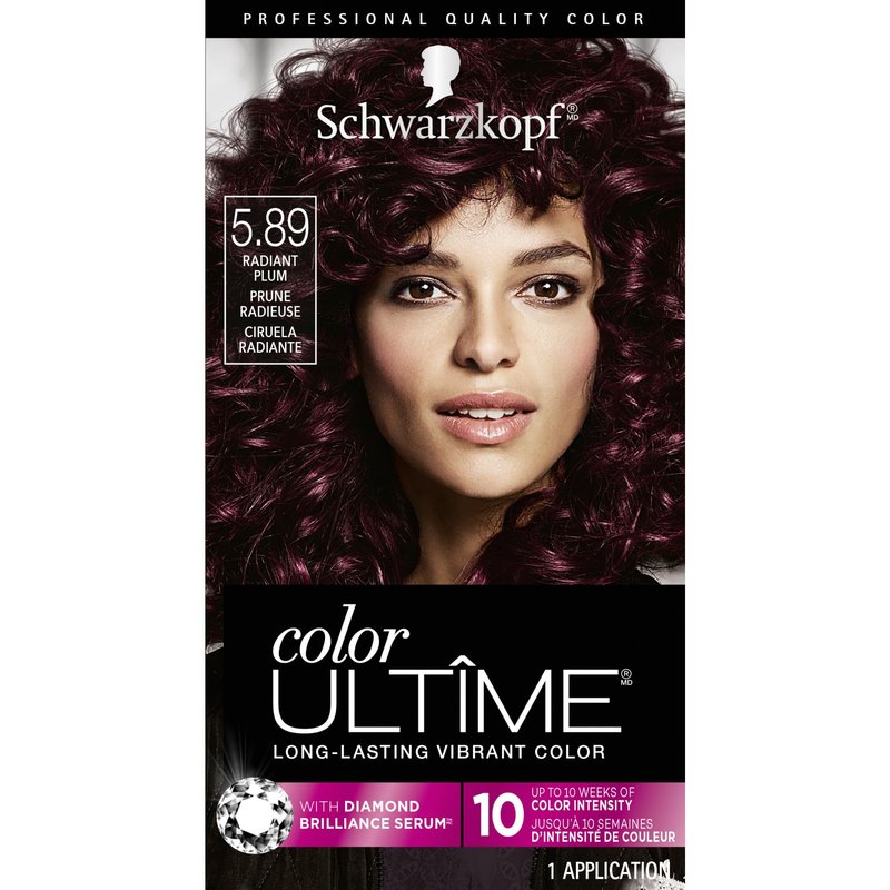 Schwarzkopf Color Ultime 5.89 Radiant Plum Hair Dye, Permanent Intense Plum with Diamond Brilliance, Fade-Resistant, Covers Grays, All Hair Textures