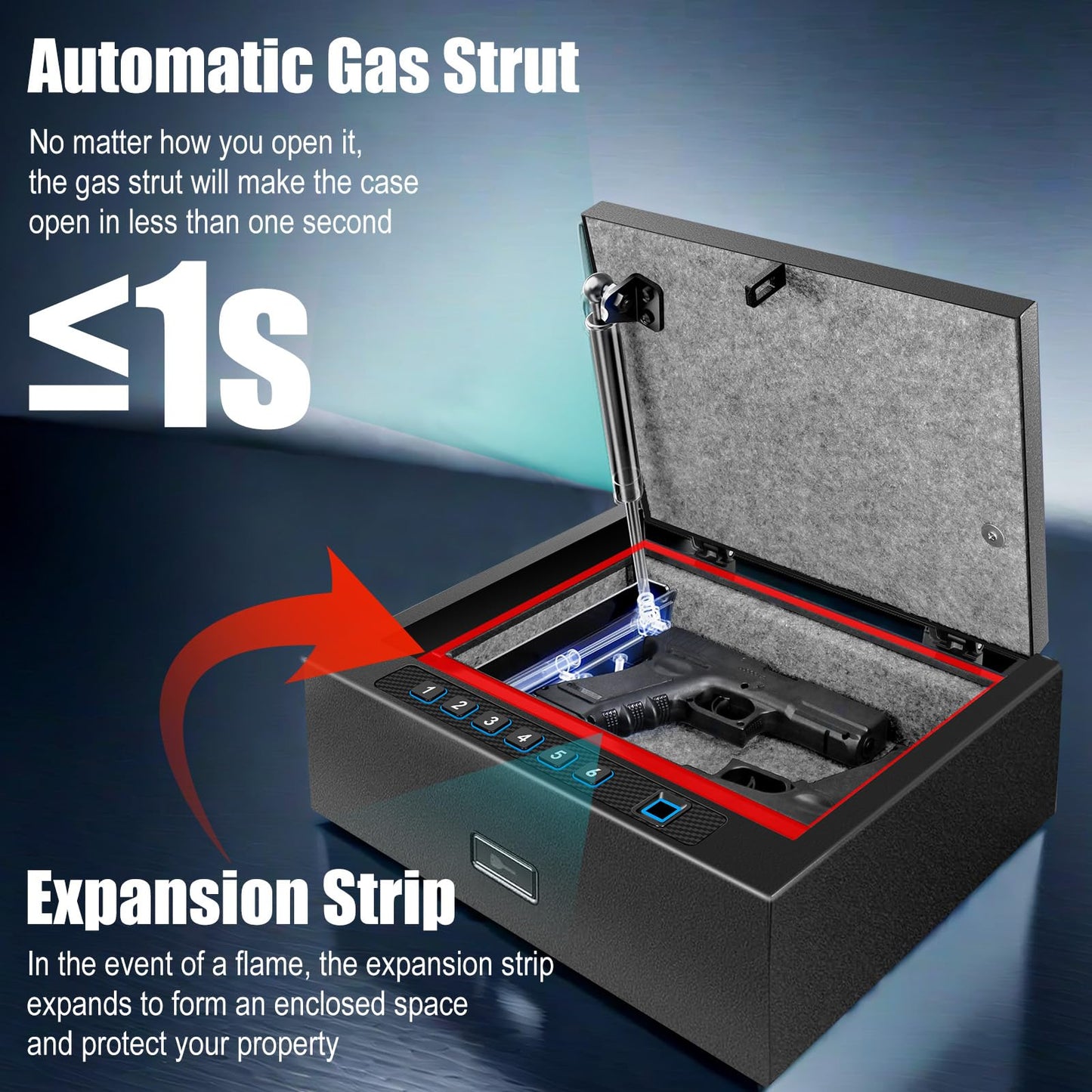 Upgraded Fireproof Biometric Gun Safe for Pistols, Heavy Duty Fingerprint Handgun Safety Device, Hand Gun Safe Firearm Lock Box for Home Bedside Nightstand