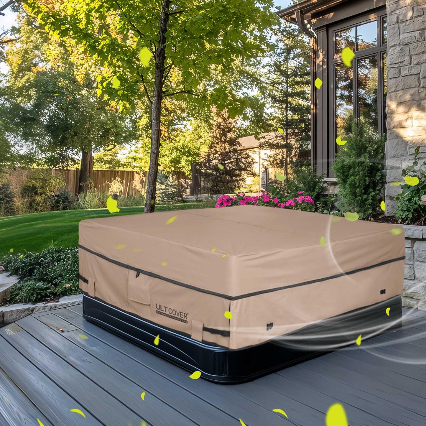 ULTCOVER Waterproof 600D Polyester Square Hot Tub Cover Outdoor SPA Covers 85 x 85 inch