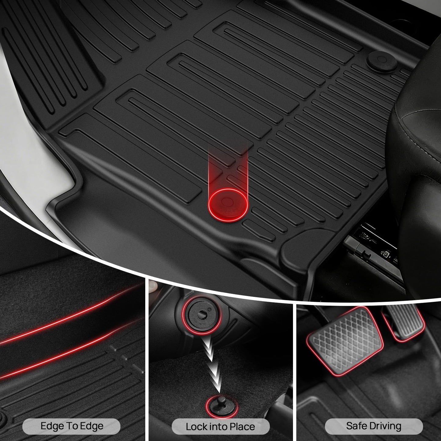 Floor Mats & Cargo Liner for 2017-2026 Chrysler Pacifica 7 Passenger Model (Non Hybrid&Non Pinnacle) & 2020-2026 Voyager: Custom All-Weather Protection Full Set TPE Floor Liners