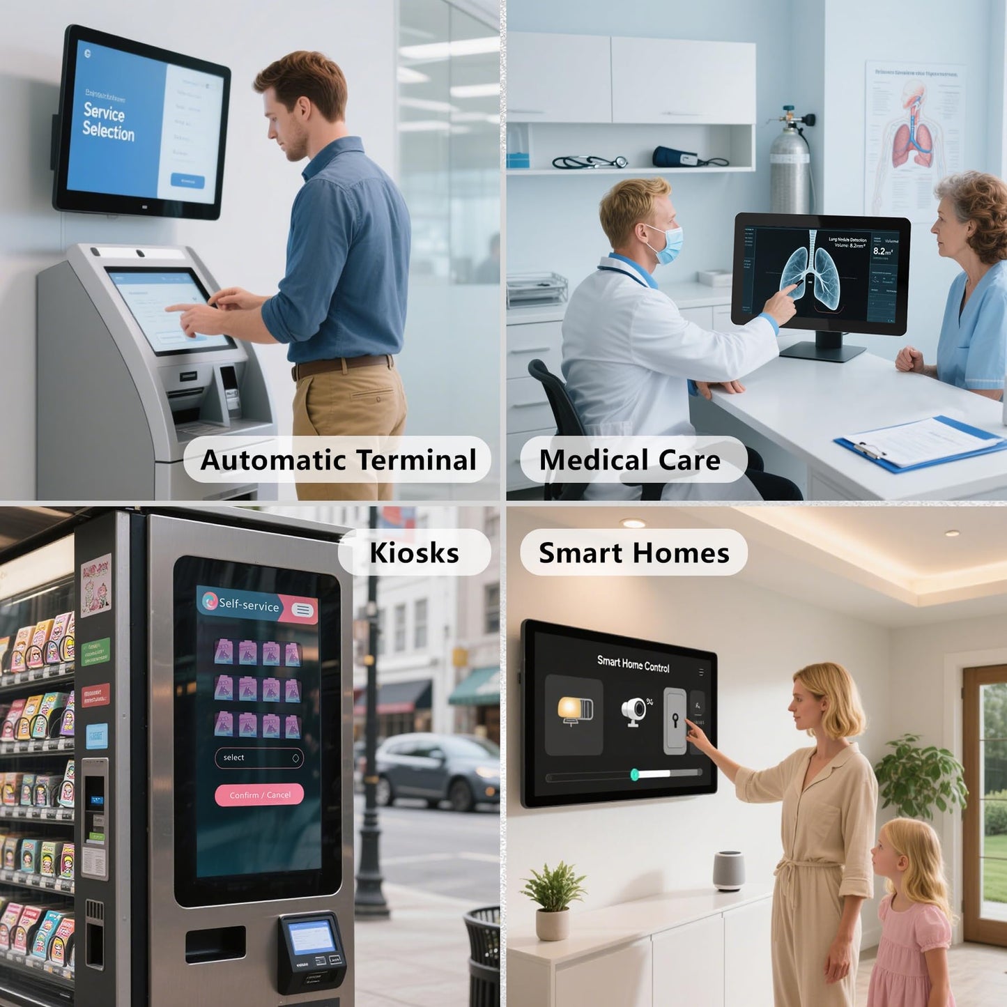 NORQIN 18.5 Inch Embedded Industrial Touch Panel PC,16:9 IP65 Capacitive Touch Screen Monitor 1920×1080 FHD,All-in-one Computer,Windows OS,4×USB,HDMI,6×COM,2×LAN,WiFi,for Kiosks（I5-7200U,8GB+512GB