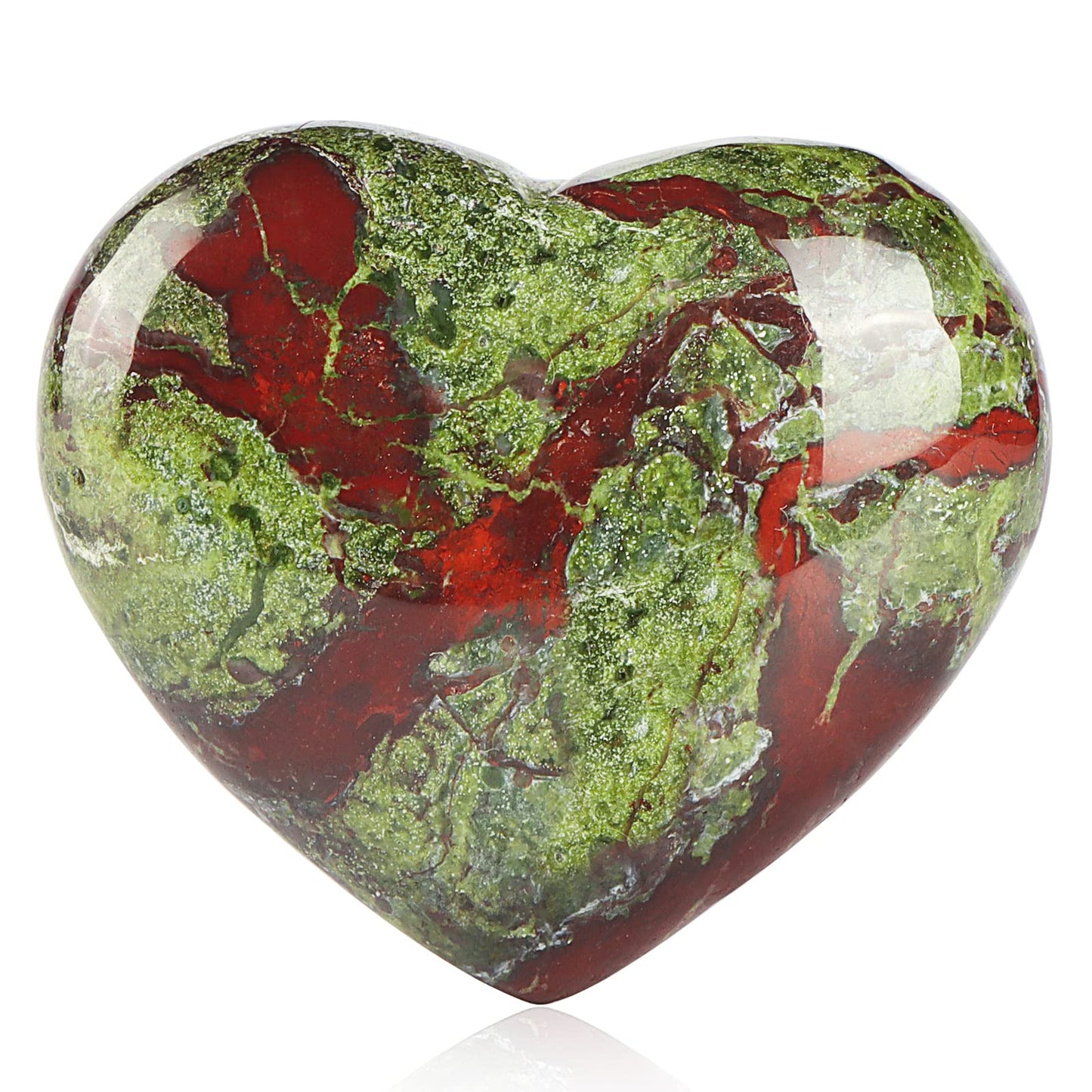 SMQ 60mm Dragon Blood Stone Crystal Heart Worry Stone Hand Carved Polished Gemstone Pocket Chakra Palm Love Worry Stones for Spiritual Healing Meditation