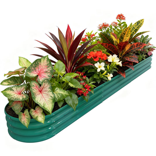12x2x1 ft Raised Garden Bed, 12" Tall Galvanized Metal Raised Beds for Gardening Kit, Large Above Ground Planters Boxes for Outdoor Plants Vegetables, Flowers, Herbs, Fruits, Rust Resistant, Green