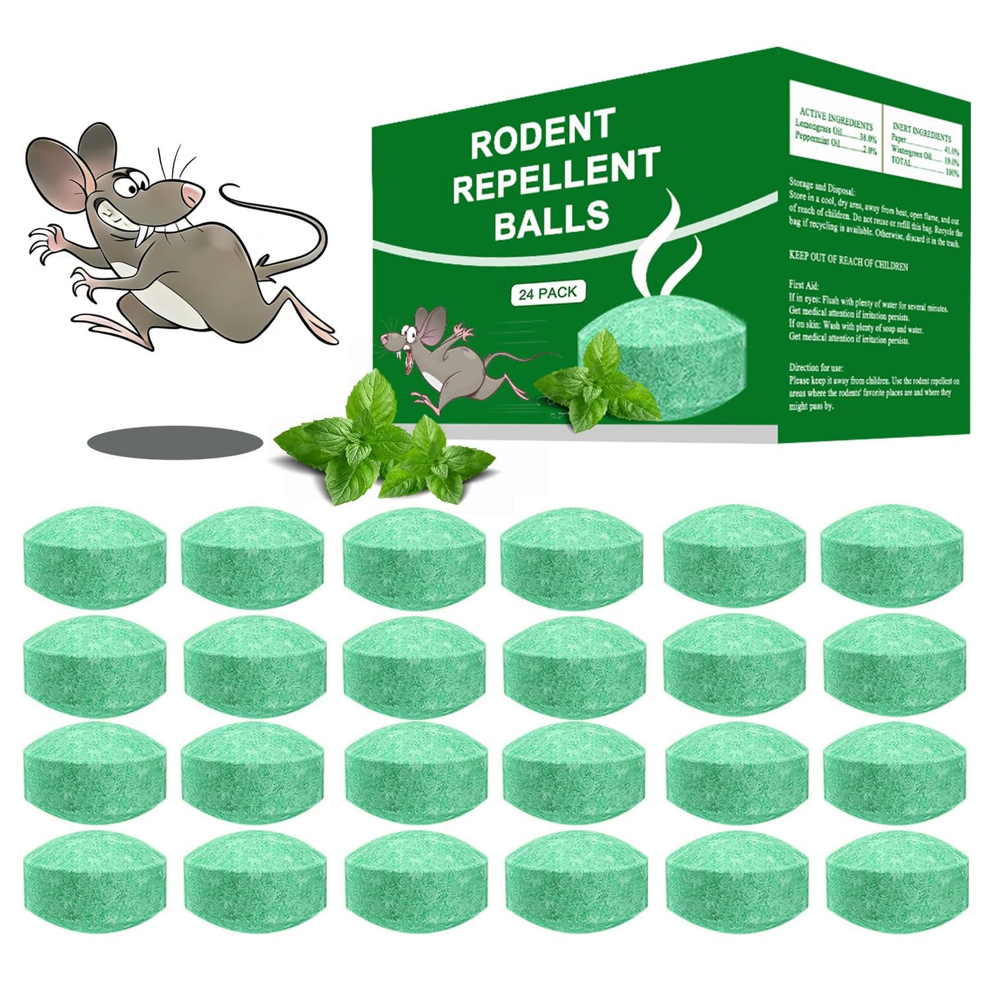 Mouse Rodent Repellent, 24 Pack Peppermint Oil to Repel Mice and Ratsâ Works for Mice Repellent, Squirrels, Indoor/Outdoor Use, Safe for Homes & Pets
