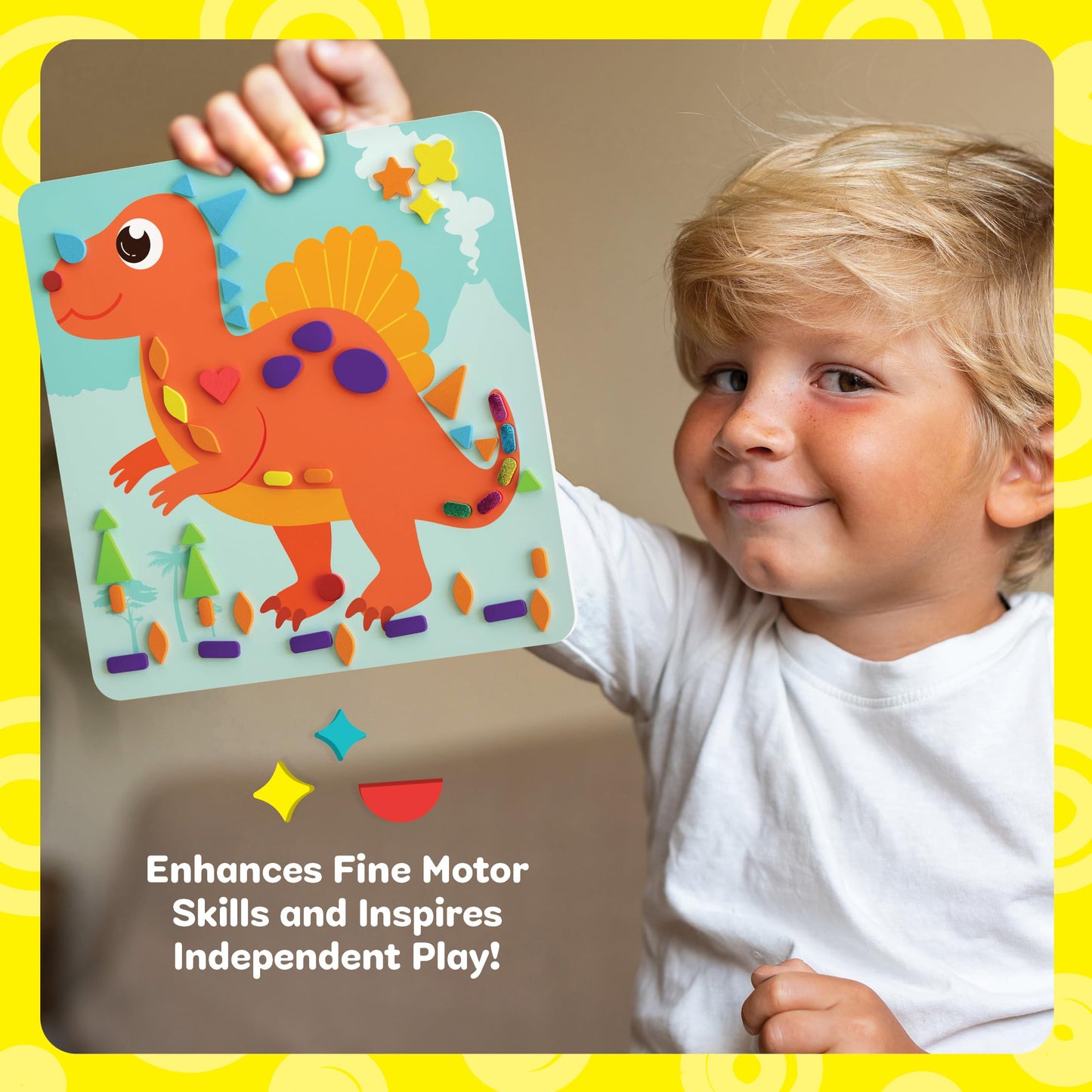 Dan&Darci Foam Sticker Art Craft for Kids - Toddler Arts & Crafts for Ages 3-5 - Boys 4-6 Birthday Gift - DIY Kid Activities Ages 3 4 5 6 Years - 4 Year Old Boy Gifts - Mess Free Craft Activity