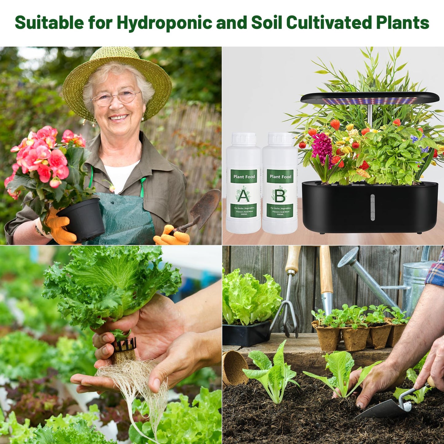 Tigvio 1000ml Hydroponic Nutrients A&B for Aerogarden Plant Food with 2 Measuring Cups - Fertilizer for Indoor Hydroponics Garden & Growing Vegetables, Fruits, Flowers (1000ml)