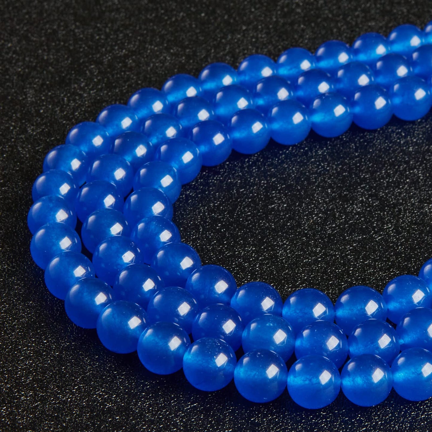 60pcs 6mm Blue Chalcedony Beads Natural Gemstone Beads Round Loose Beads for Jewelry Making