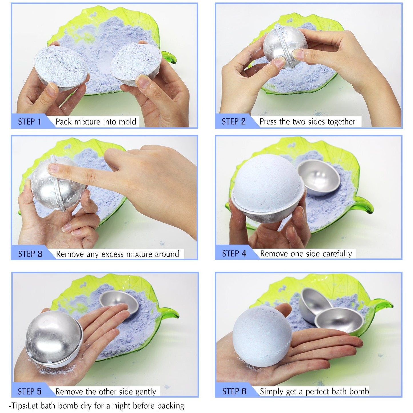Bath Bomb Mold Set with Soap Colorant, Shrink Wrap Bags - Skin Safe Food Grade Soap Dye for Bath Bomb Making Supplies Kit - Liquid Dye for CP M&P Soap Coloring, Crafts - with Instructions Adult Hobby