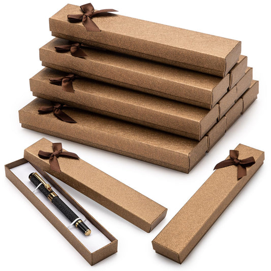 12PCS Empty Pen Presentation Box, Ink Pen Display Boxes Bulk, Brown Cardboard Pen Case, Ballpoint Fountain Pen Jewelry Display Box, Gift Collection Case for Classroom Office Birthday Valentine Holiday