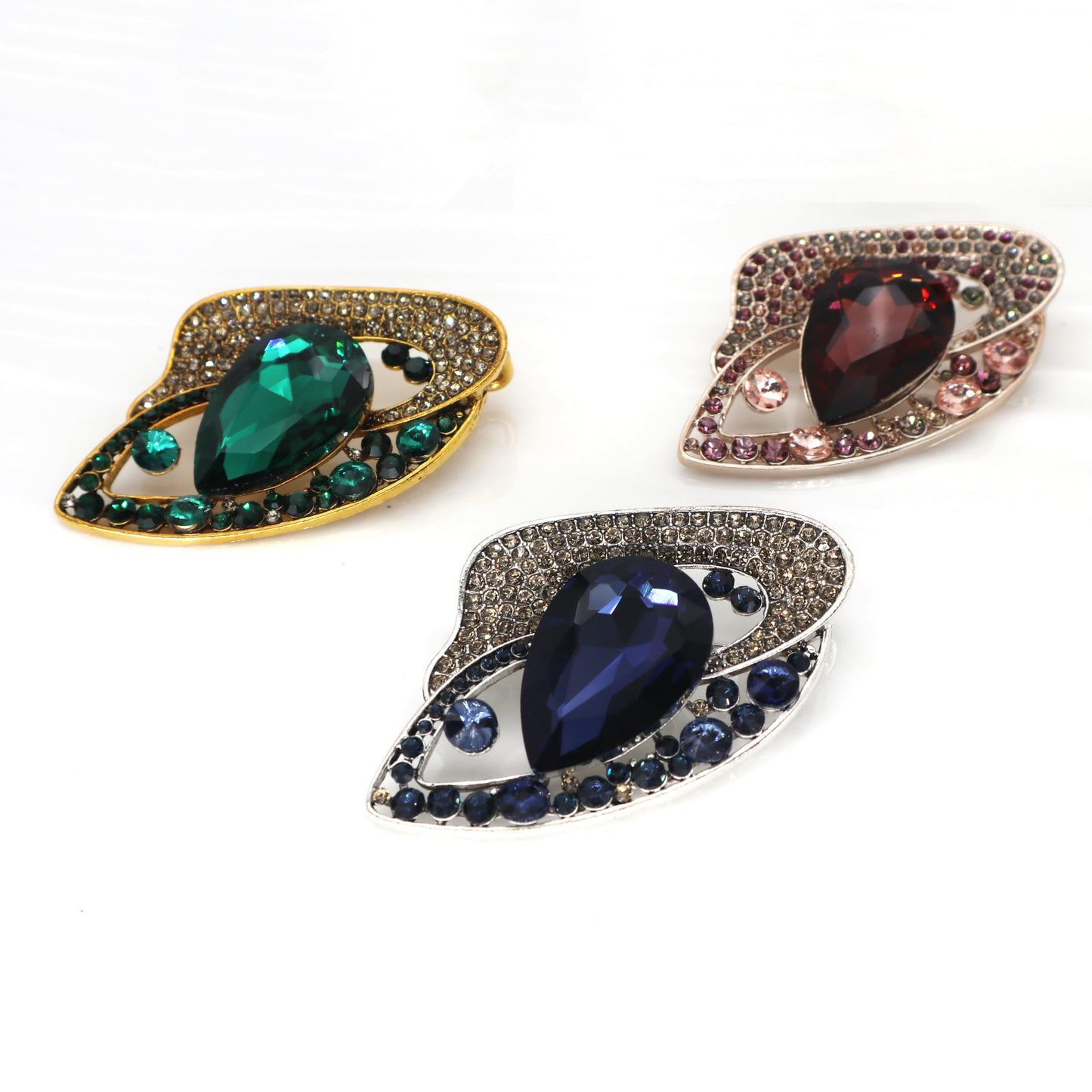 AUGTIGER Dark Green Brooch Pins for Women Fashion Flower Statement Jewelry
