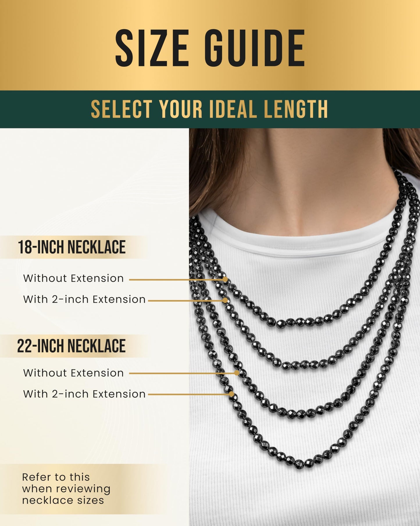 MagnetRX® Magnetic Hematite Necklace - Ultra Strength Hematite Stones - Unisex Beaded Necklace for Women and Men (6mm Faceted Beads)
