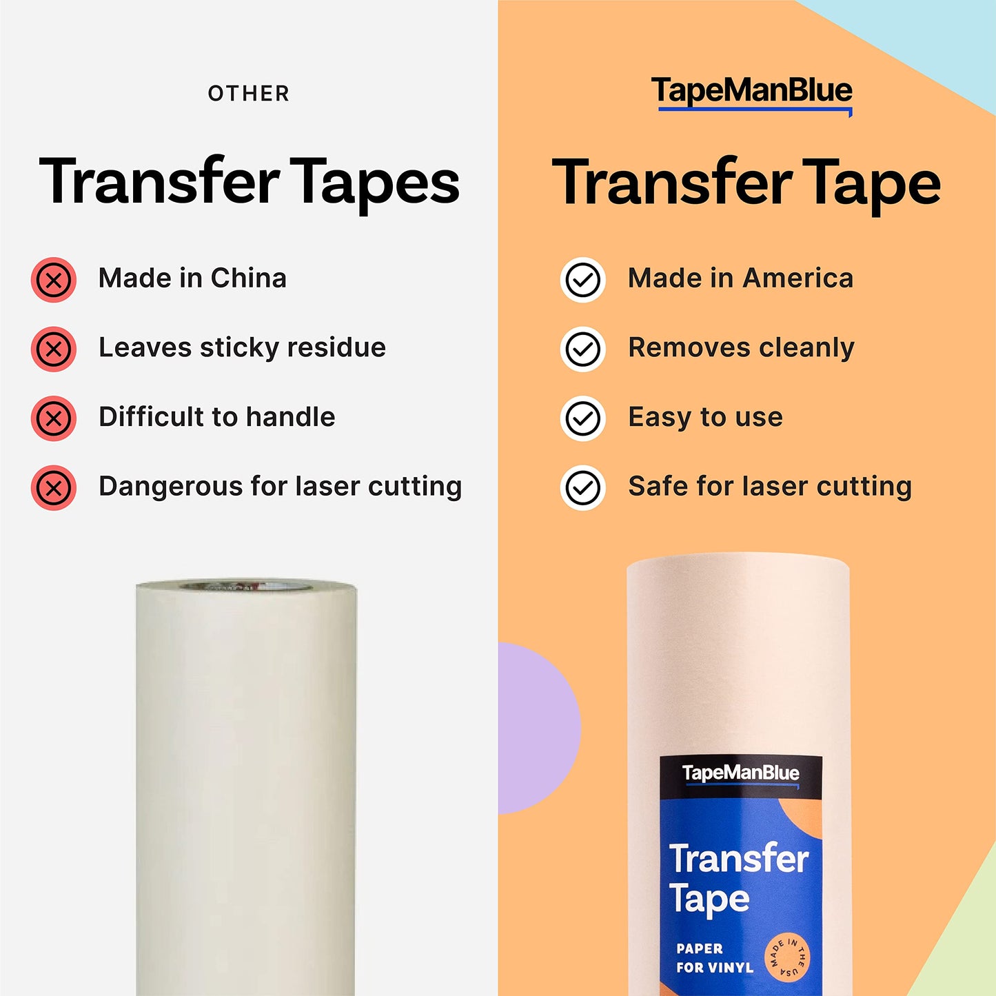 48 inch x 100 Yard Roll of Vinyl Transfer Tape Paper with Layflat Adhesive. Premium-Grade Application Tape for Vinyl Graphics and Sign Making
