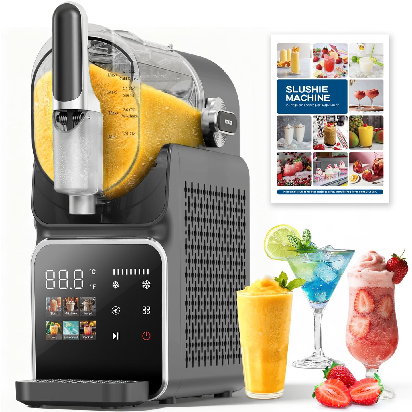 Slushie Machine, Frozen Drink Machine & Slushy Maker with Touchscreen, No Ice Needed, 6 Modes, Snow Flake Adjustment, Auto Clean, Gifts for Kitchen, Make Margaritas, Frappés, Milk Shake and More