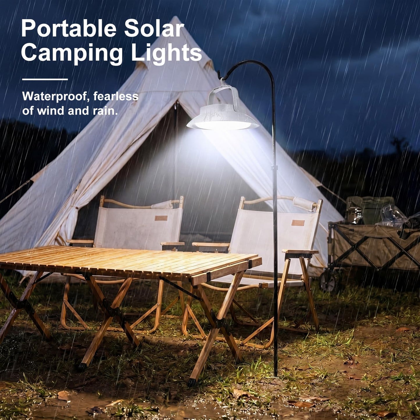 Grinsvalley 2Pcs 1700LM USB Rechargeable Hanging Tent Lighting with Magnetic Hanging Waterproof Solar Portable LED Camping Lantern 3 Lighting Modes for Canopy Hurricane Emergency Power Outages (White)