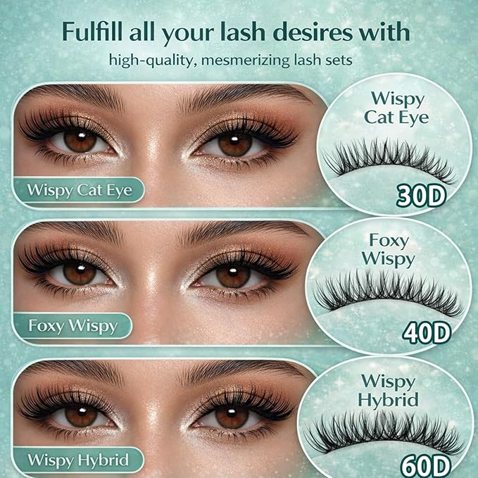 Wispy Lash Clusters Kit 640pcs Eyelash Cluster Extensions Curl Individual False Eyelashes Natural Fluffy Mink Lash Extension Kit (Only Lash-30D&40D&50D&60D&80D&100D, Lash Clusters)