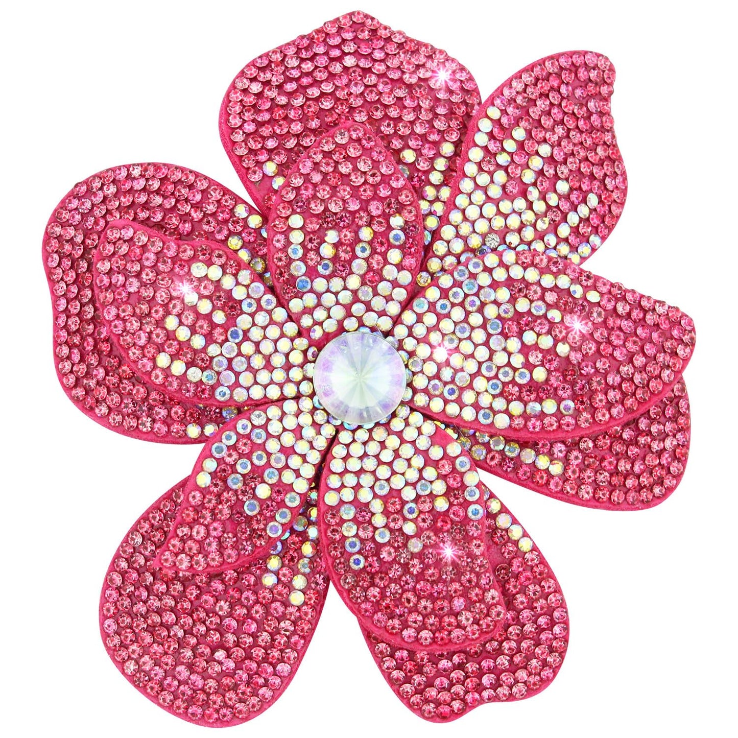 Merdia 3.74 Inches Rhinestone Camellia Flower Brooch Pins & Hair Clips for Women Elegant Created Crystal Lapel Pin Brooches Wedding Party Rose