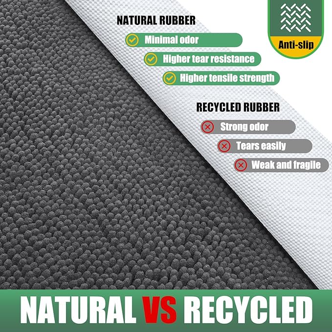IM HOME 2 Pieces Chenille Absorbent Outdoor Doormat 30" x 20", Washable Muddy Door Mats for Dog Non Slip Indoor Doormats Dog Mat for Muddy Paw Front Inside Doormat for Entryway Grey