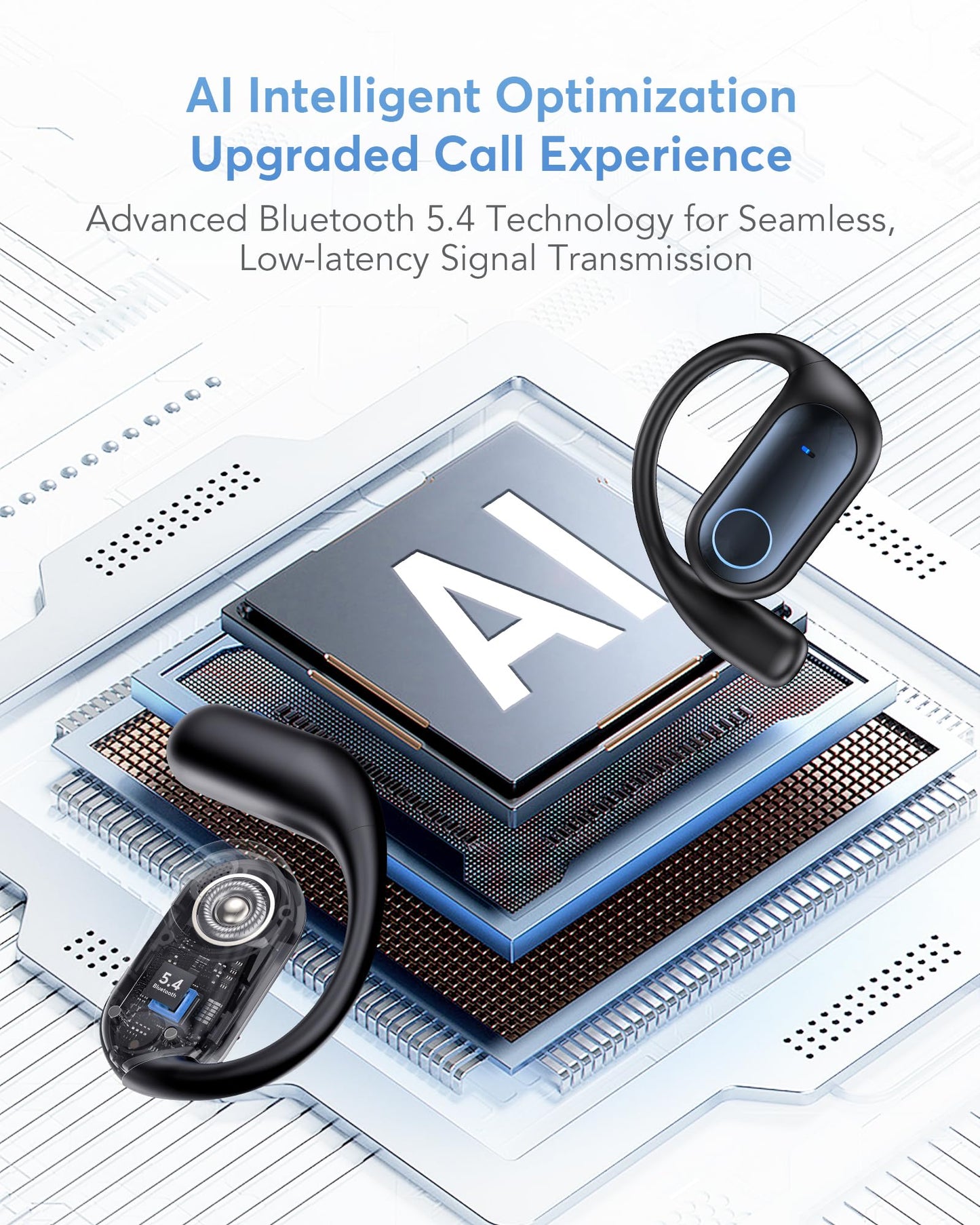 KOSERNT AI Translation Earbuds, Bluetooth 5.4 OWS Headphones with LCD Touch Screen, Real-Time Translator for 144 Languages & Accents, Perfect for Travel, Business & Learning,Sapphire Blue