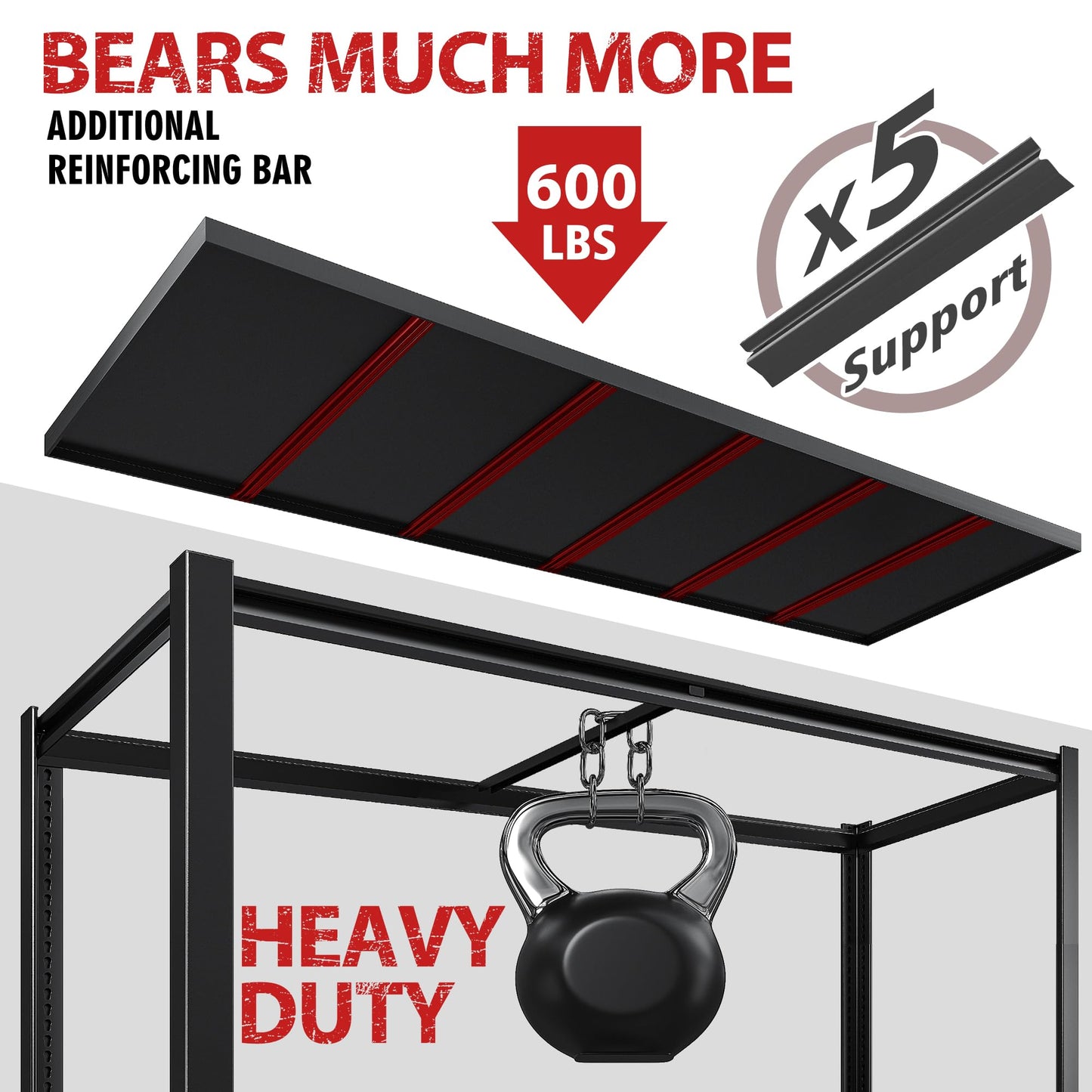 REIBII Garage Shelving 78" H, Garage Storage Shelves Heavy Duty Shelving Unit Load 3000LBS, 5 Tier Adjustable Metal Shelves for Warehouse, Basement, Pantry, Factory, 55" W x 26" D x 78" H