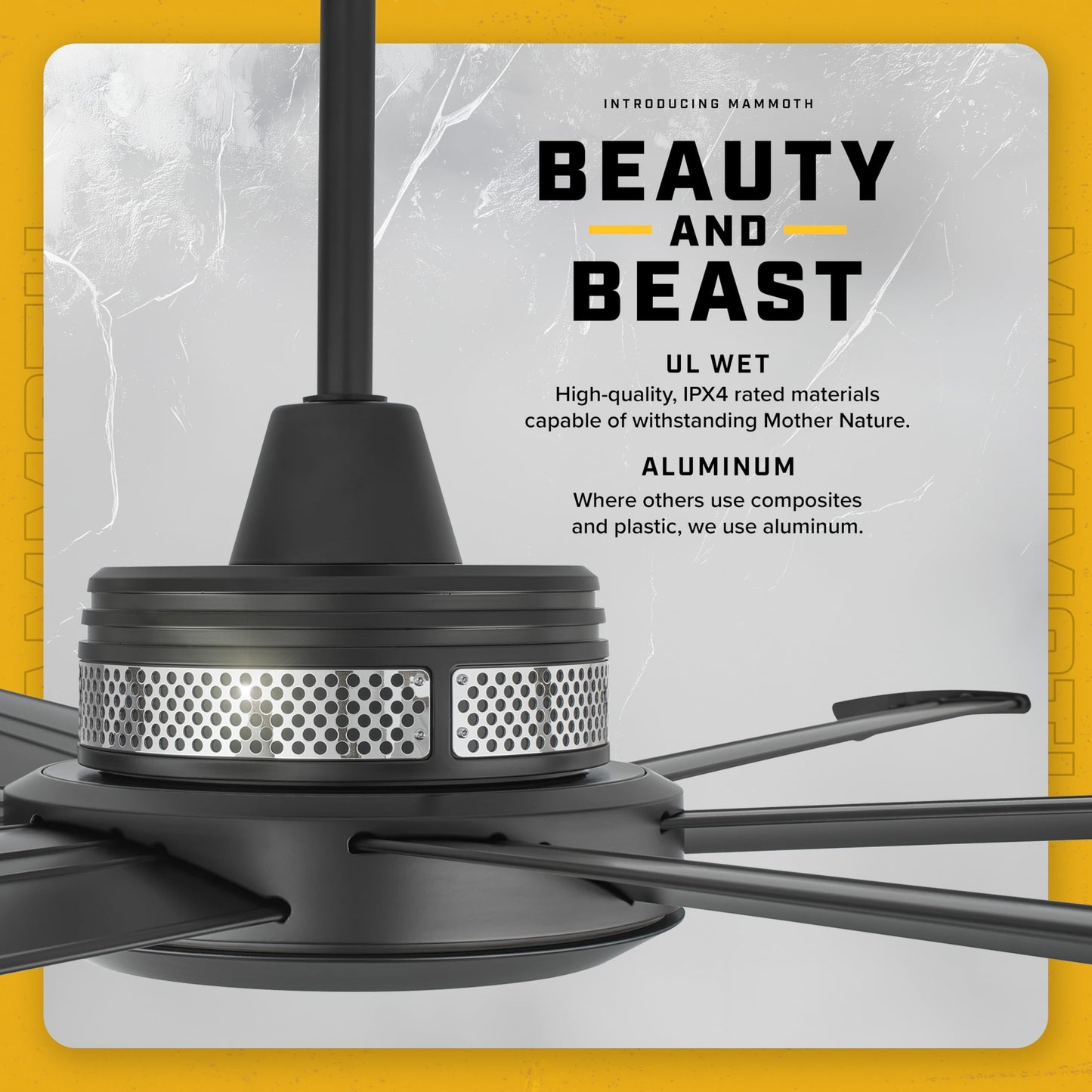 Big Ass Fans Mammoth 84" Outdoor Ceiling Fan w LED Light – Silver Finish – Smart Wi-Fi Fan w Remote & Voice Control – Wet Rated Quiet Patio Fan – 15,683 CFM – Modern Industrial Look – 3 Yr Warranty