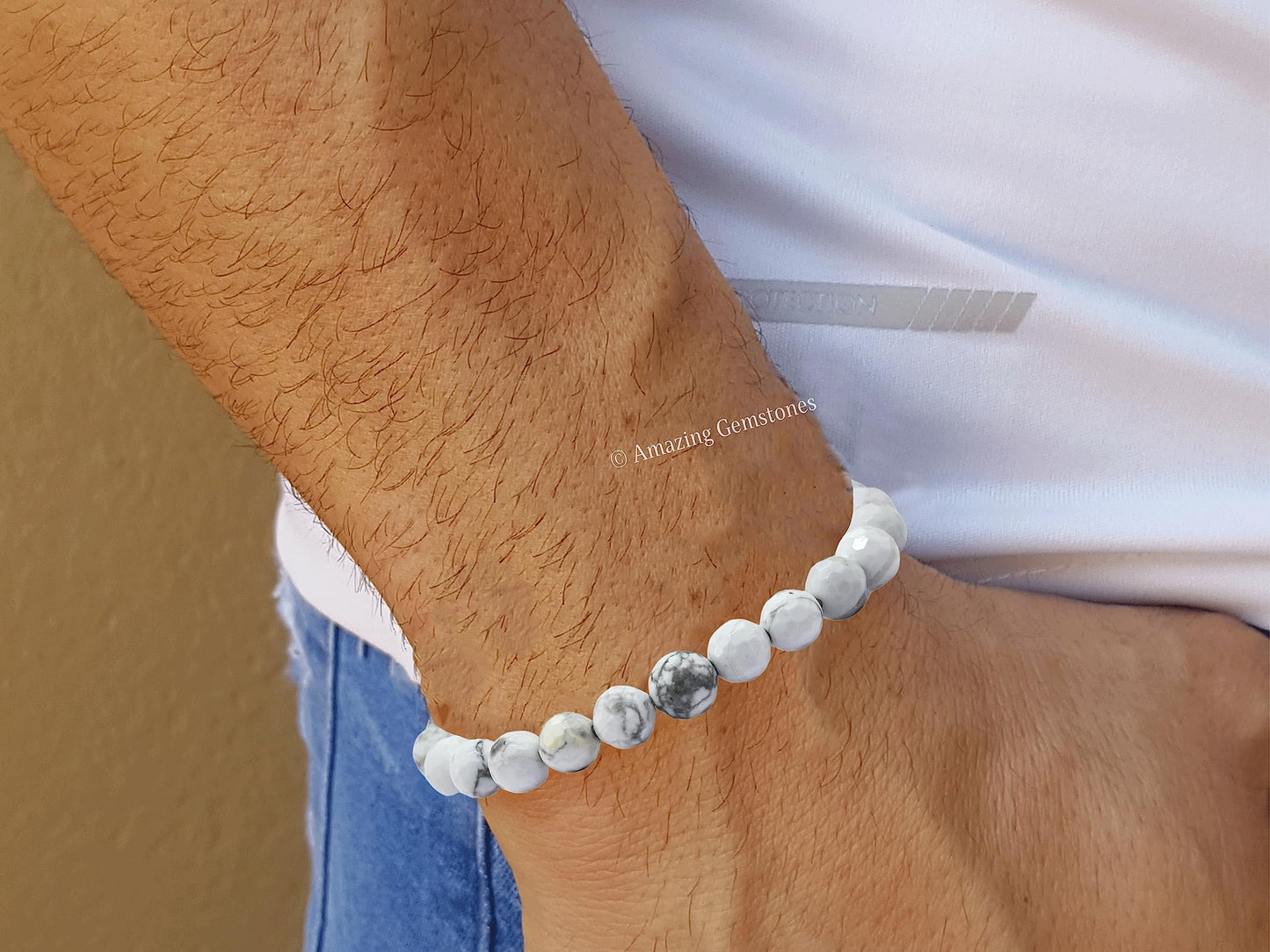 Amazing Gemstone Howlite Bracelet for Women - Chakra Mens Bracelet Protection Crystals and Healing Stones - Blessing Bracelet Spiritual Meditation Gift Christmas Stocking Stuffers