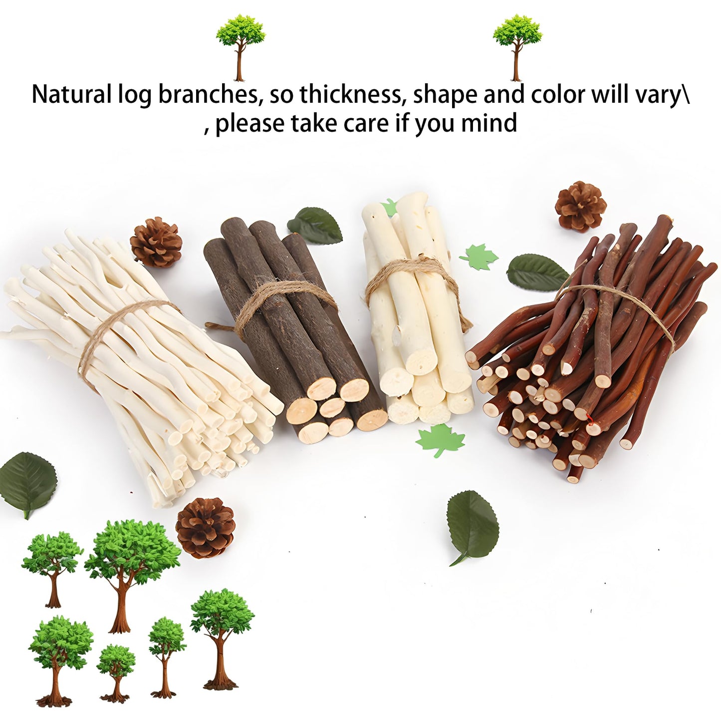 ZCLGOOD 10PCS 8 Inch Natural Wood Log Sticks 0.67”-1.12" Diameter Twigs, Wood Log Craft Sticks for DIY Rustic Home Decor School Projects Photo Props Festival Crafting Supplies