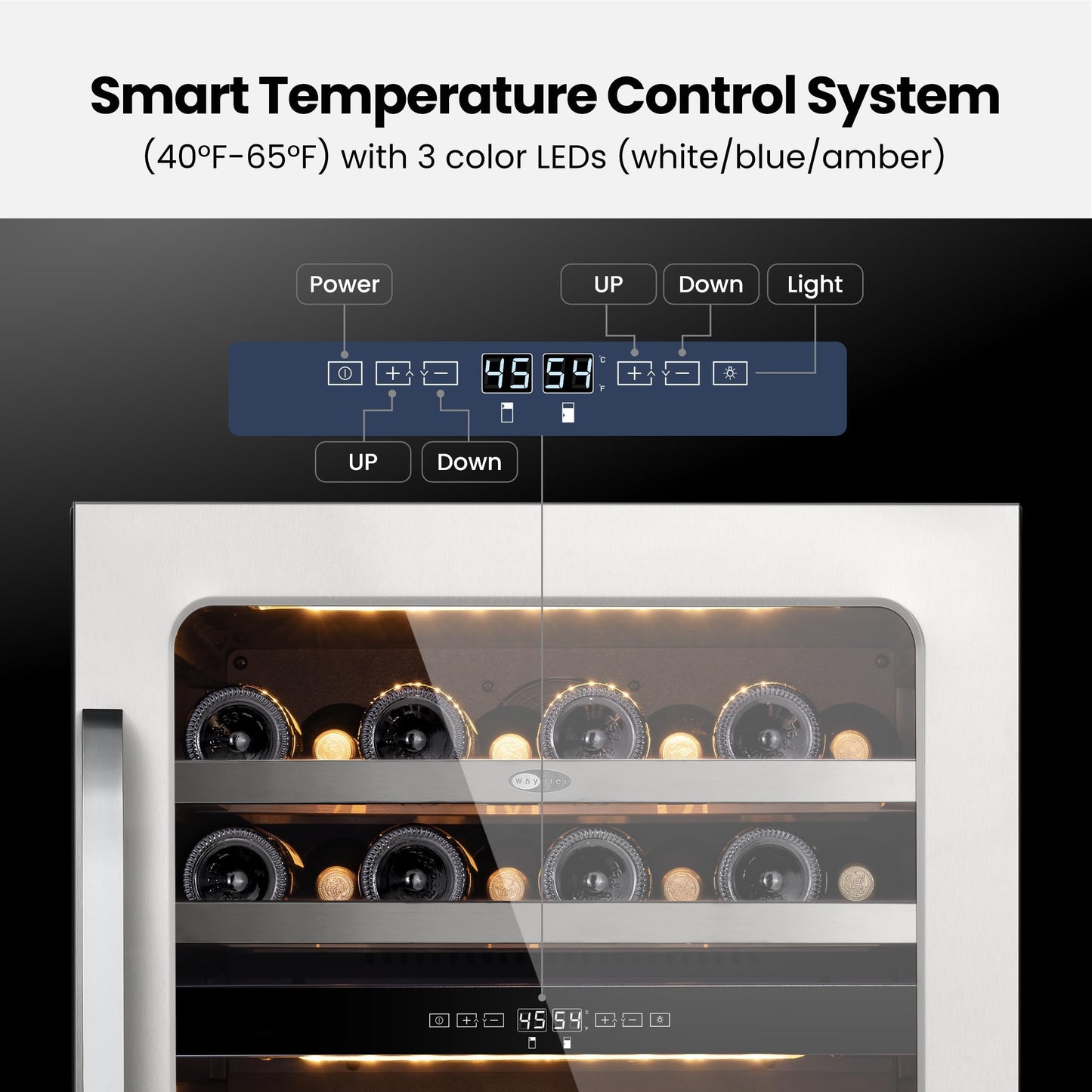 Whynter 46 Bottle Wine Cooler Refrigerator, 24 Inch Wine Fridge Dual Zone, 40-65°F Digital Control Home/Bar/Kitchen (5.65 cu.ft)