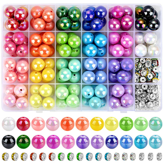 232pcs Beads for Pens, Funtopia Acrylic Focal Beads for Beadable Pens, 16mm Rainbow Chunky Bubblegum Bead with Rondelle Spacer Bead for Keychains DIY Craft Bracelets