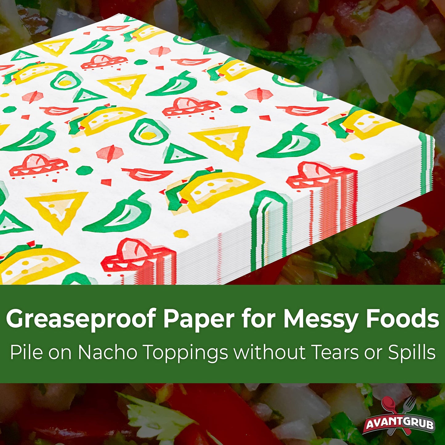 Fun, Fiesta Style 12in Deli Paper 100 Ct. Greaseproof, Microwave-Safe Mexican Themed Tissue Great for Burrito Wrappers or Nacho Basket Liners. Southwest Party Supplies for Cinco de Mayo Celebration