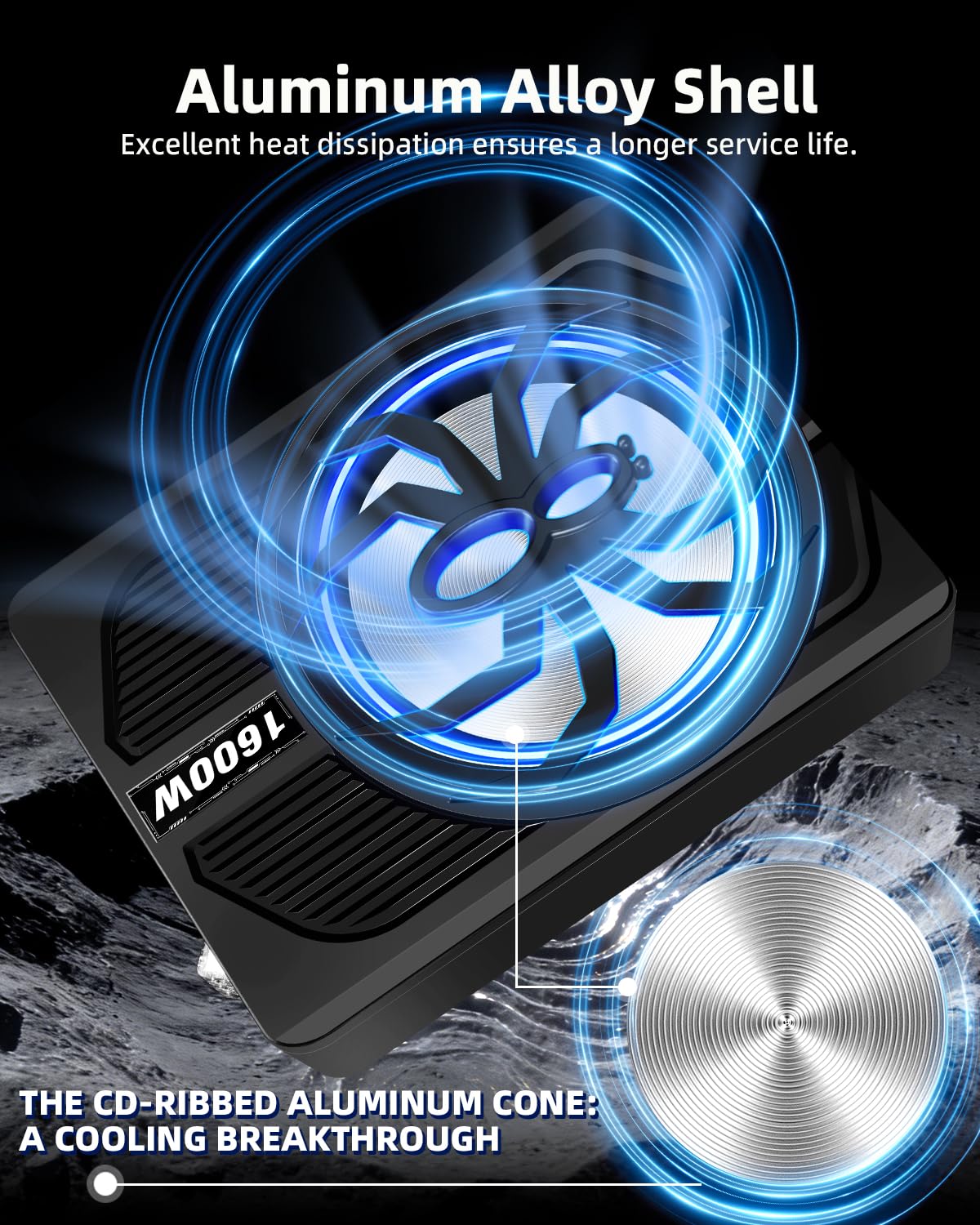 SUBPULSIX 1600W Slim Underseat Car Subwoofer and Amp Package, Under Seat Subwoofer with Built-in Class D Amp & DSP, LED Light Switch, Deep Subsonic Bass, Powered Subwoofer Car Audio for Truck/SUV