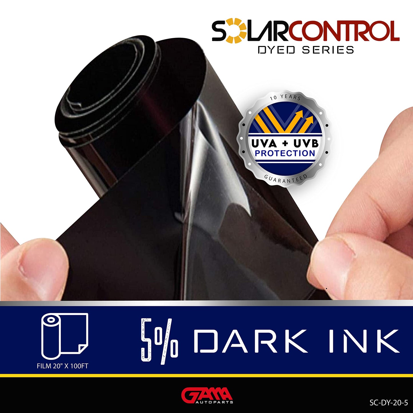 SOLARCONTROL Window Tint Car Film 2PLY 100% UV Rejection 40' X 100FT Dyed Shade Roll Universal Fit Privacy Sun Block and Scratch Resistant (5% Dark Shade)
