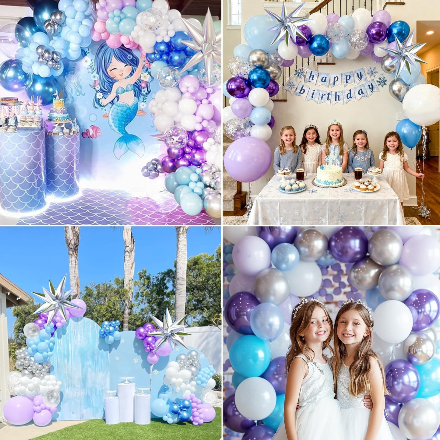 KARLURE Purple and Blue Balloon Arch Kit with White and Silver Balloons for Summer Pool Party Under the Sea Ocean themed Party Kindergarten Graduation Girls Princess Birthday Party Decorations