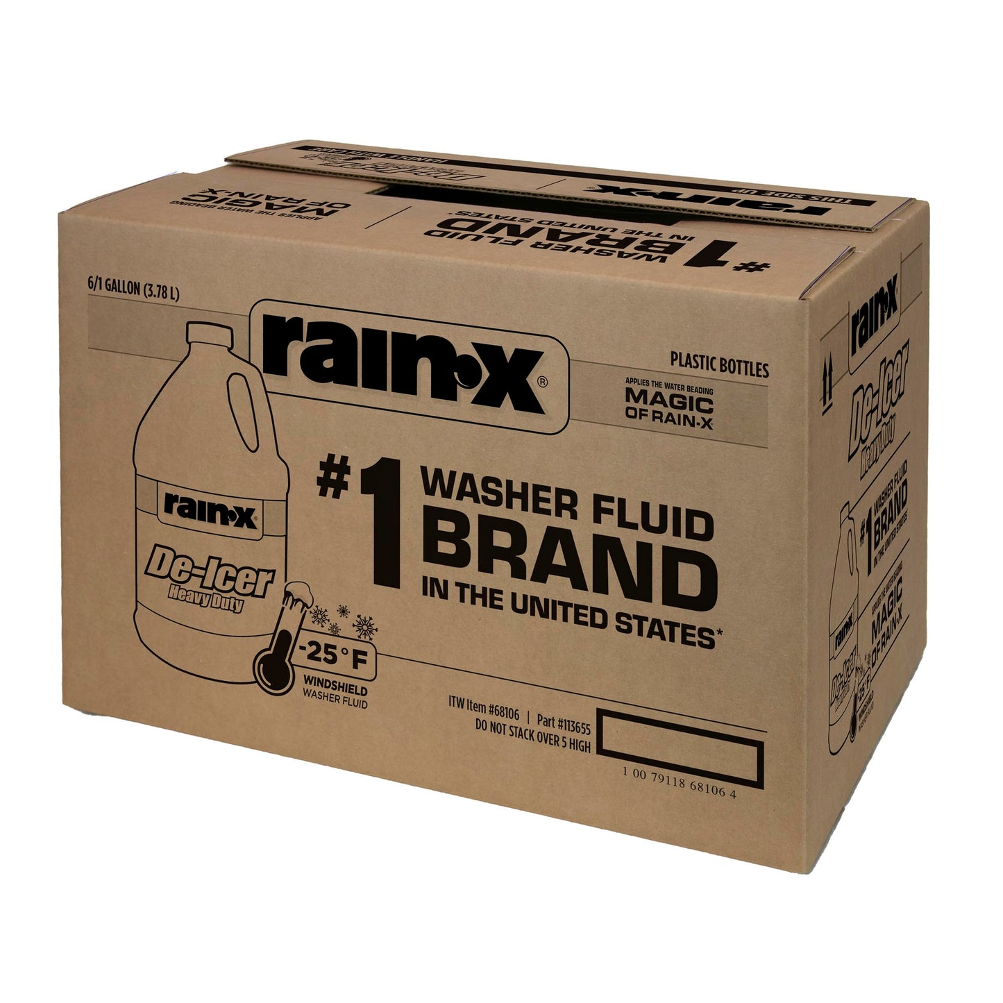 Rain-X -25°F Heavy Duty De-Icer Windshield Washer Fluid - 1 Gallon (Pack of 6)