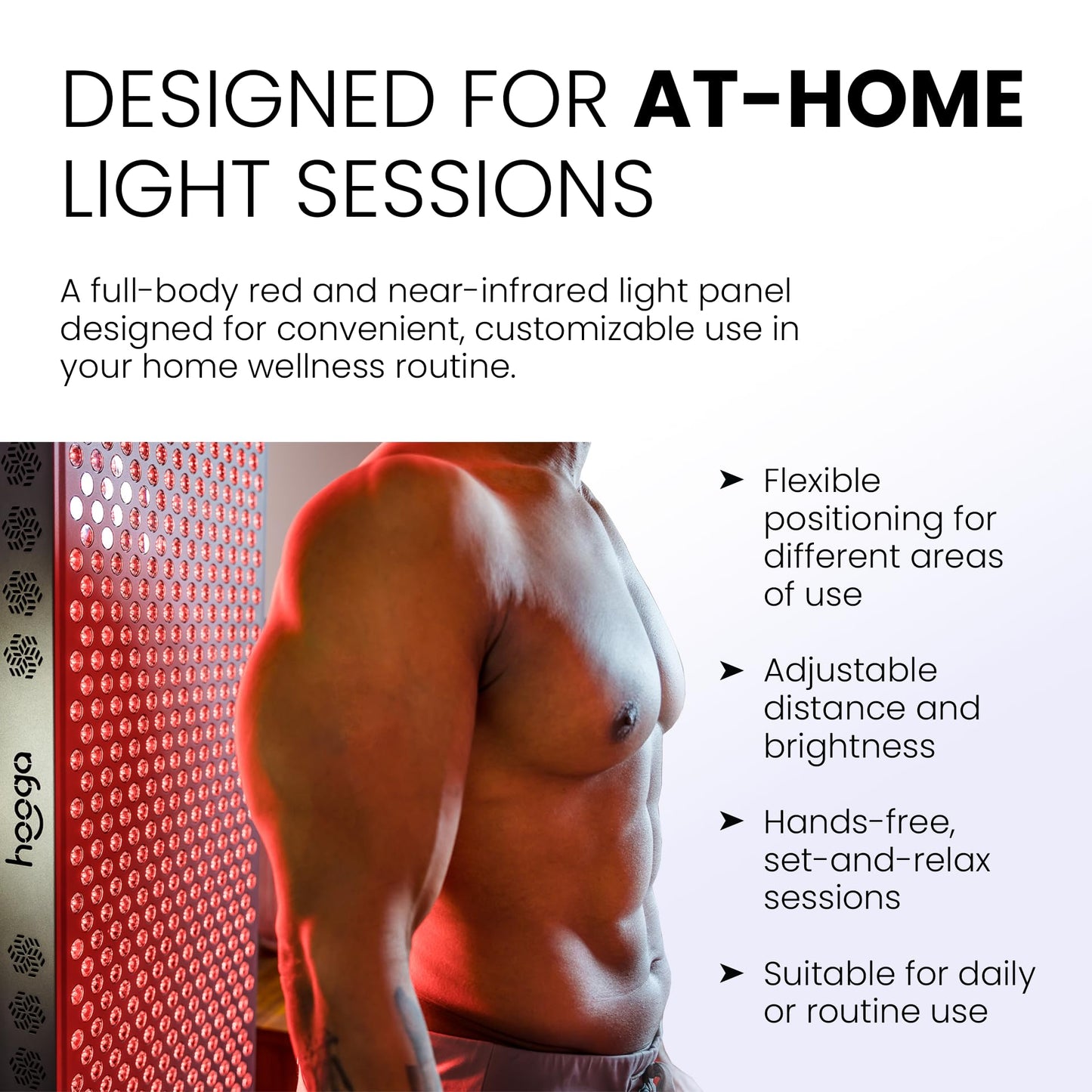 Hooga ULTRA1500 Red Light Therapy Panel — 630nm 660nm 810nm 850nm Red & Near Infrared Light, 300 Quad-Chip LEDs, Touchscreen Controls, Adjustable Brightness & Pulsed Mode, Flicker-Free