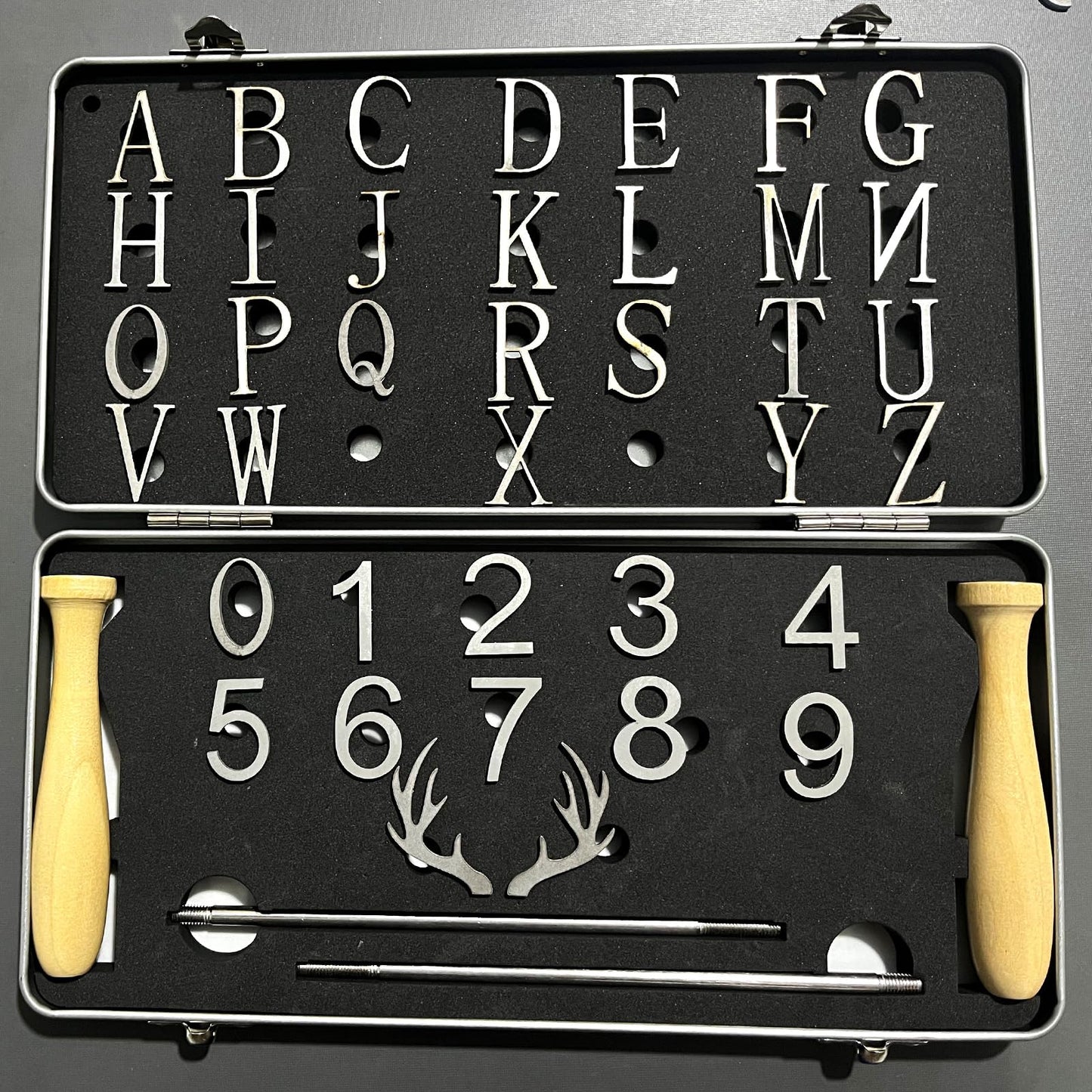 1 Inch Branding Iron Kit – Wood Burning & Leather Crafting Stamps Set with Animal, Western Symbols, Letters & Numbers for Woodworking Leather Branding BBQ Food Marking (Number/Alphabet/Antlers Set)