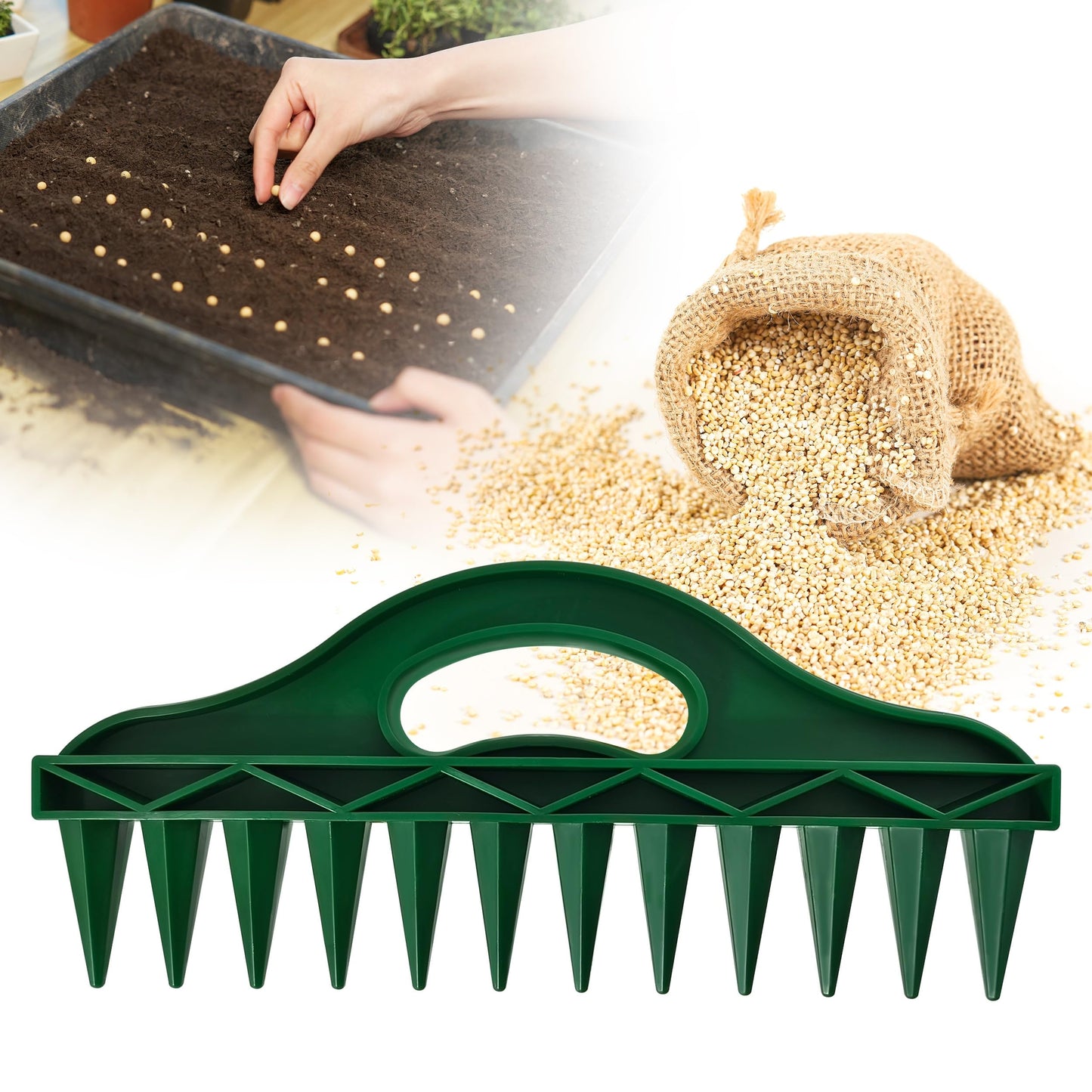 The Row Seeder – Handheld Garden Tool for Precise Seed & Seedling Spacing in Rows & Seed Trays – for Vegetables, Flowers & Herbs. Durable & Ergonomic