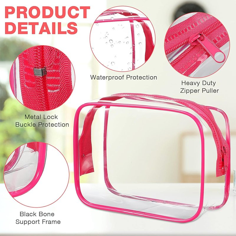 Reginary Clear Cosmetic Bag Set - 16 Pack Transparent Toiletry Pouches | Waterproof PVC Organizer for Travel & Home, 8 Colors